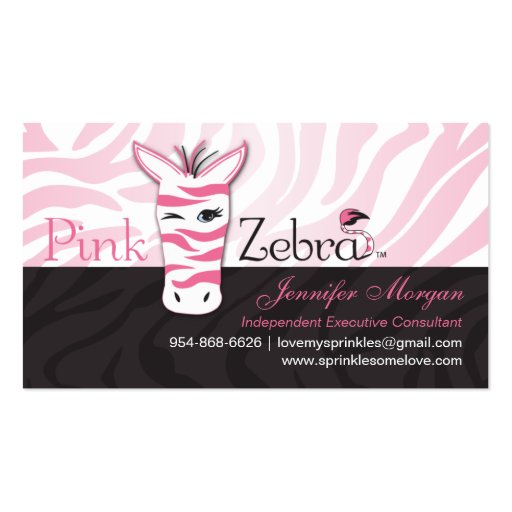 Pink Zebra Business Cards (front side)