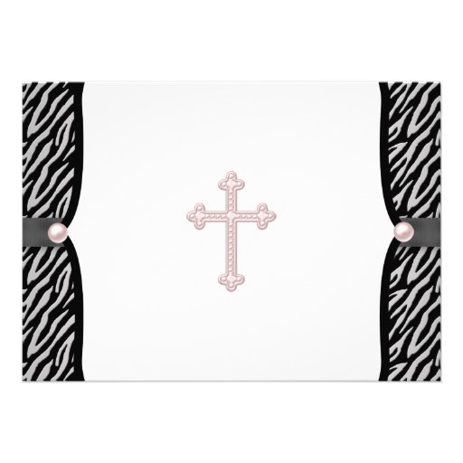 Pink Zebra Christening Invites