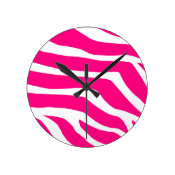 Hot Pink and white Zebra Clock