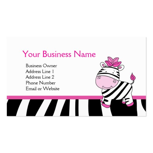 Pink Zebra Customizable Business Card Template