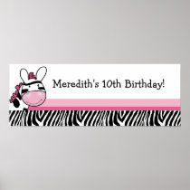 Pink Zebra Diva Custom Baby Shower Banner Print
