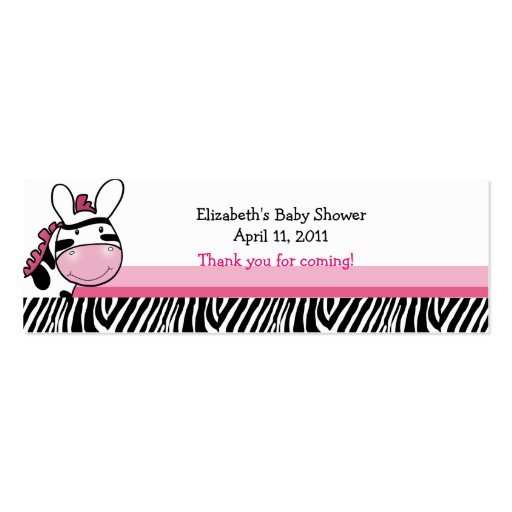 Pink Zebra Diva Stripe Shower / Birthday Favor Tag Business Card Templates