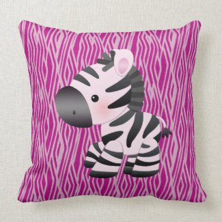 Cute Pink Zebra Throw Pillow