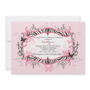 Pink Zebra Graduation Invitation zazzle_invitation