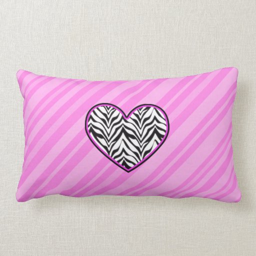 Pink: Zebra Heart Throw PIllow Zazzle