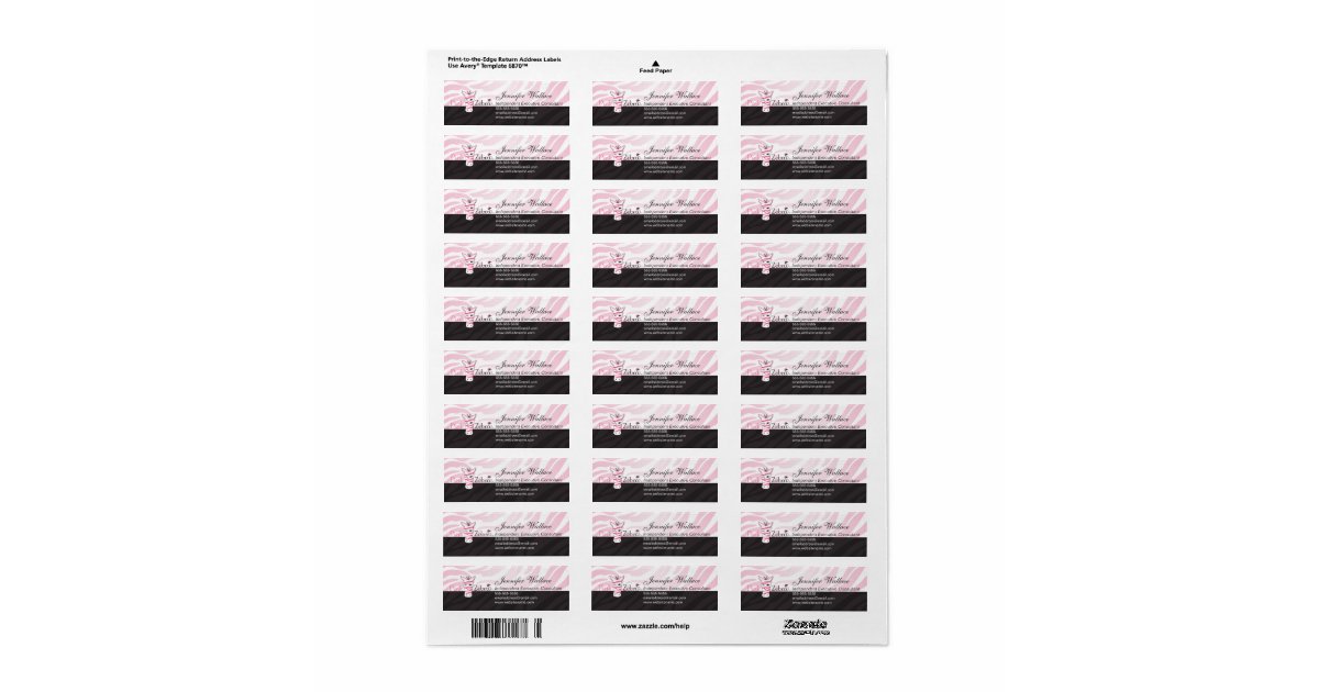 Pink Zebra Label Zazzle