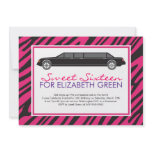 Pink Zebra Limosine Invitations