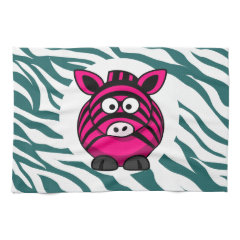 Pink Zebra on Aqua Teal Zebra Print Zoo Pattern Towel