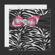 Pink Zebra Party Invitation