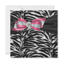 Pink Zebra Party Invitation