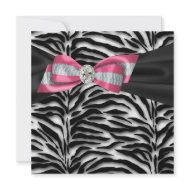 Pink Zebra Party Invitation invitation