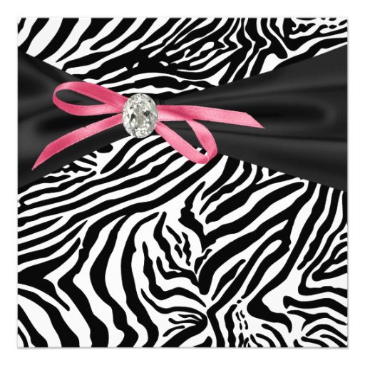 zebra pink invitations