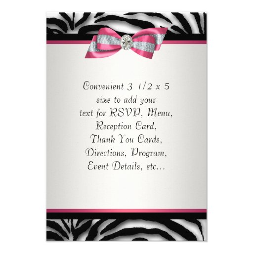 Pink Zebra Party Invitation RSVP