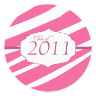 Pink zebra pattern graduation class of stickers sticker