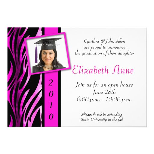 Pink Zebra Pattern Photo Invitation