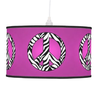 Pink Zebra Peace Sign Lamp