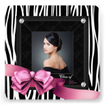 Pink Zebra Photo Graduation Announcements
