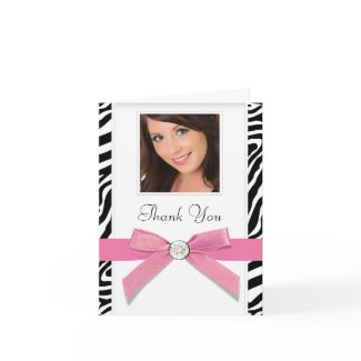 Pink Zebra Photo Thank You Cards card