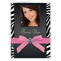 Pink Zebra Photo Thank You Cards