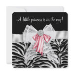 Pink Zebra Pink Black Princess Baby Shower Custom Invite