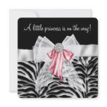 Pink Zebra Pink Black Princess Baby Shower Custom Invite