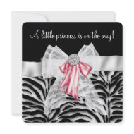 Pink Zebra Pink Black Princess Baby Shower zazzle_invitation