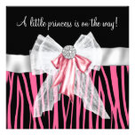 Pink Zebra Pink Black Princess Baby Shower Custom Invite