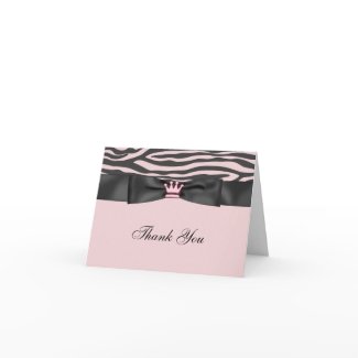 Pink Zebra Pink Black Princess Thank You Cards card