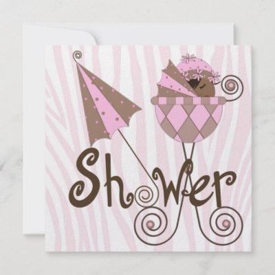 Baby Shower Invitations Brown  Pink on Pink Zebra Pink Brown Baby Girl Shower Custom Invitation From Zazzle