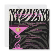 Pink Zebra/pink martini Bachelorette Party invitation