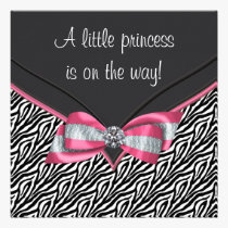 Pink Zebra Princess Baby Shower invitations