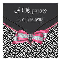 Pink Zebra Princess Baby Shower Personalized Invite