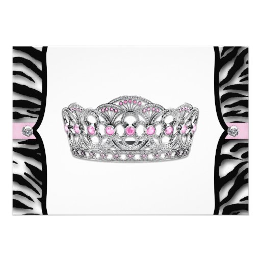 Pink Zebra Princess Pink Black Baby Shower Personalized Announcement