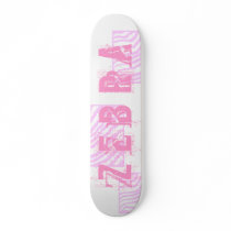 Pink Zebra Print, Animal Pattern. Skate Deck