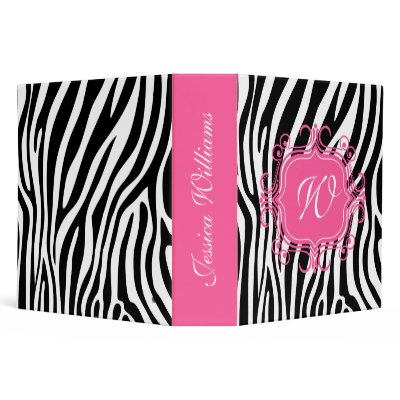 Pink & Zebra Print Binder
