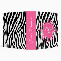 Pink & Zebra Print Binder
