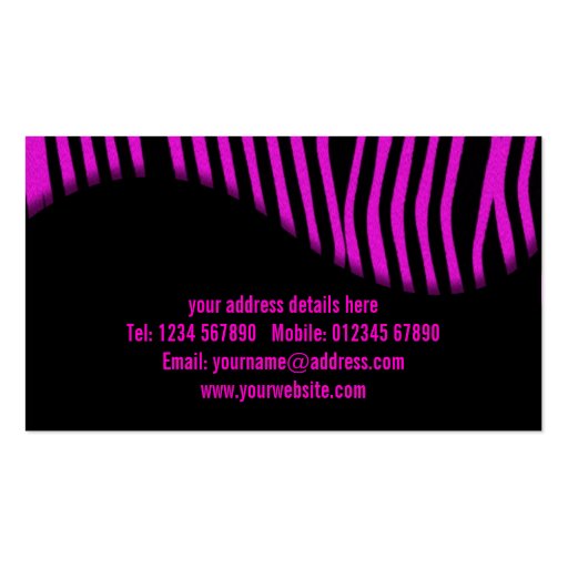 Pink Zebra Print Business Card (back side)