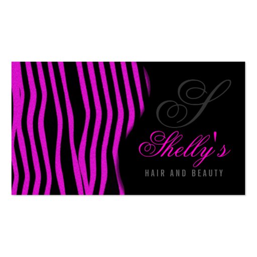 Pink Zebra Print Business Card (front side)