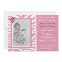 Pink Zebra Print Girls Birthday Invitation