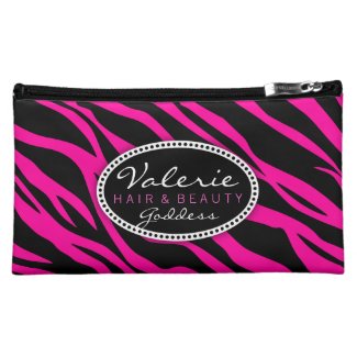 Pink Zebra Print Hair Salon Stylist (Custom) Bag Cosmetic Bags