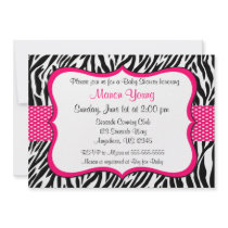 Pink Zebra Print Invitaiton Custom Invitations