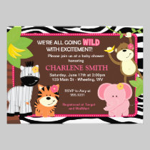 Pink Zebra Print Jungle Baby Shower Invitations invitations