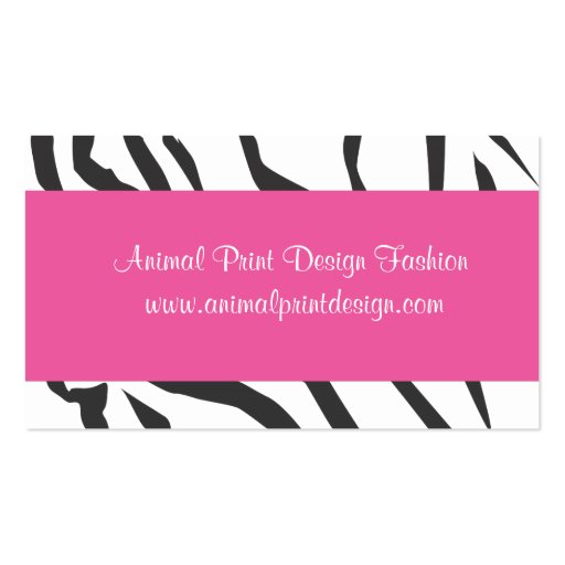 Pink Zebra Purse Fashion Business Card (back side)