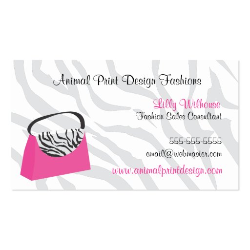 Pink Zebra Purse Fashion Business Card