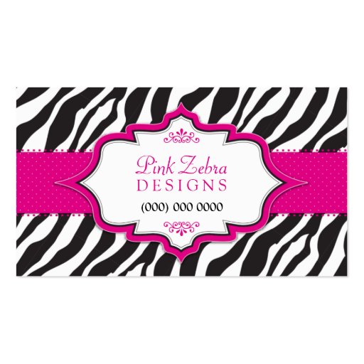 Pink Zebra Ribbon Business Card (front side)