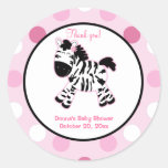 Pink Zebra Round Favor Sticker stickers