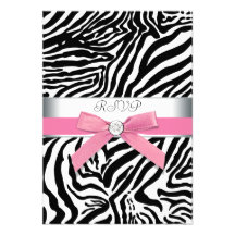 Pink Zebra RSVP Card Custom Announcements