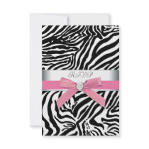 Pink Zebra RSVP Card Custom Announcements