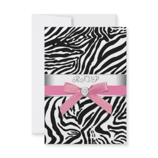 Pink Zebra RSVP Card invitation