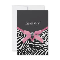 Pink Zebra RSVP Cards Invites